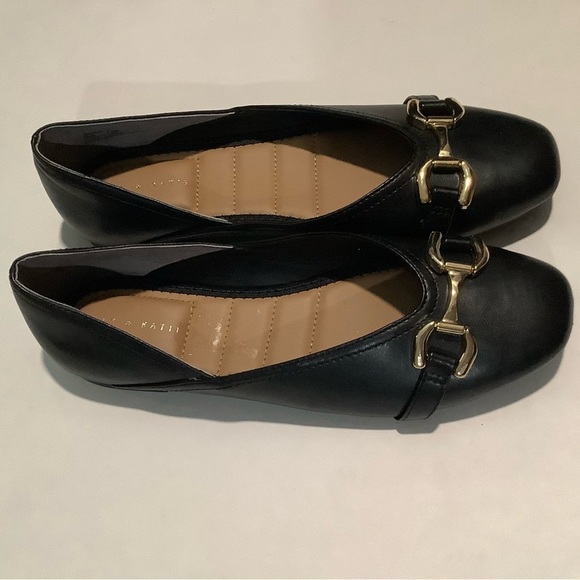 Kelly & Katie Black Flats with Gold Accent - Picture 2 of 8